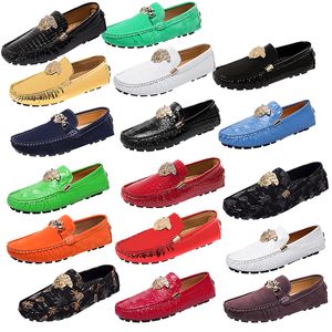 KVALITET SET FOT MÄNNER SKOR ELYIN LÄDER METAL BUCKLE CROCODILE Mönster Flat Designer Leisure Womens Shoes Loafers Driving Shoe Moccasins Dress Shoes Size35-48