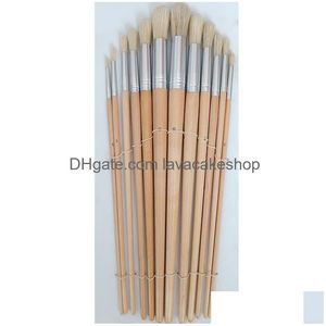 Painting Supplies Professional Artist Paint Brush Set Of 12 With Storage Case Includes Round And Flat Art Brushes Hog Ponyand Drop D Dhyoe