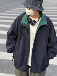 Herrenjacken GMIIXDER Japanische Stehkragen-Arbeitsjacke Frühling Herbst Paar Amerikanischer Trend Übergröße Männer Frauen Einfacher Cityboy-Frachtmantel