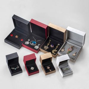 Collana, orecchino, confezione regalo, anello, ciondolo, braccialetto, scatola, fantasia, similpelle, carta floccata, scatola interna velata per gioielli A345