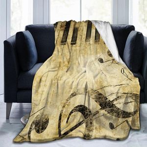 Coperte morbide flanella calda di musica coperta note vintage viaggio portatile inverno lancio sottile divano letto sottile