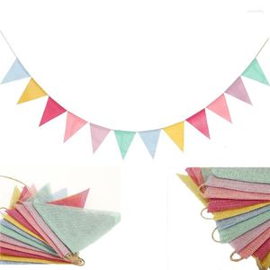 Party Decoration 4m Colorful Linen Flags Birthday Wall Hanging Bunting Banners Decorations Banner Garland For Outdoor Wedding Home Decor