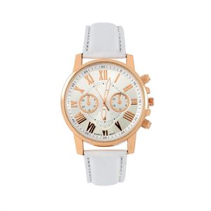 Piękny biały dial Panie Watch Retro Geneva Student Watches Womens Quartz TrendWatch ze skórzanym zespołem Good Choice238z