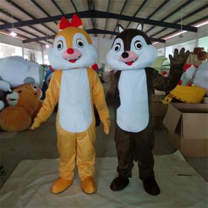 Casal Squirrel Mascot Fantas fatos de festas Promoção publicitária Promoção Carnaval Halloween Os adultos da Páscoa de Páscoa