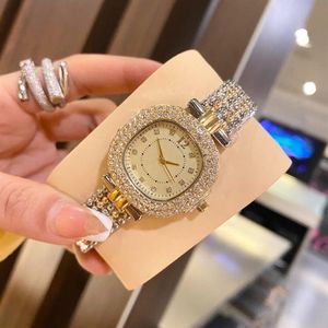 Fashion Luxury Gold Watch Wathes Watches Rhinestone Wristwatch Stainless Steel Iced Out Diamonds Phole Bracelet Clock288C