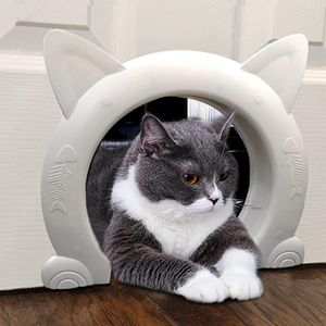 Cat Carriers Door Built In Interior Hole Access Direction Indoor Cats Kitten Puppy ABS Plastic Small Pet Gate Products