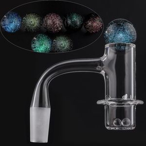 Full Weld Halo Smoking Quartz Banger With Glass Dichro Marble Terp Pearls 20mmOD Male Female Seamless Beveled Edge Quartz Nails For Water Bongs Dab Rigs Pipes