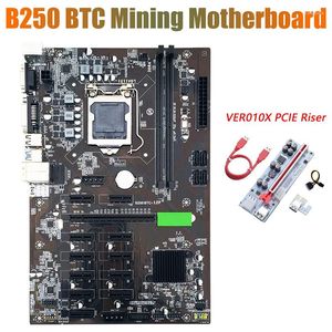 Материнские платы BTC B250 Материнская плата с добычей с Ver010X PCIe Riser 12xgraphics Card Slot LGA 1151 DDR4 USB3.0 для шахтера