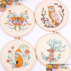 Andra konst och hantverk Creative Brodery Diy Material Package Nybörjare Semifinished Product Kit Animals Butterfly Cross Stitch Drop DHWPG