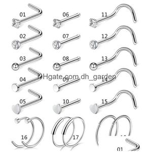 Nose Rings Studs Diamond Ring Anti Allergy Nasal Stud Screws Rose Ball Piercing Women Hoop Jewelry Drop Ship 188 Q2 Deliver Dhgarden Dhjsq