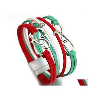 Charm Bracelets Amorcome Boho Love Heart For Women Girl Red Green Leather Wrap Bracelet Couple Friendship Christmas Gift Jewelry Dro Dhtus