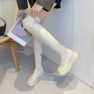 Boots Fashion Autumn Women Over Knee Thick Sole Non Slip Round Wide Calf for Knit High 221213