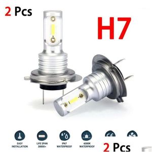 Car Headlights H7 Led Headlight Bbs Conversion Kit Hi/Lo Beam 55W 8000Lm 6000K Super Bright Headlamp Fog Light Bb1 Drop Delivery Mob Dhcrs