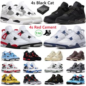 With Box 4 Basketball Shoes Men Women 4s Black Cat Red Cement Military Black Thunder Midnight Navy University Blue Mens Trainers Sports Sneakers