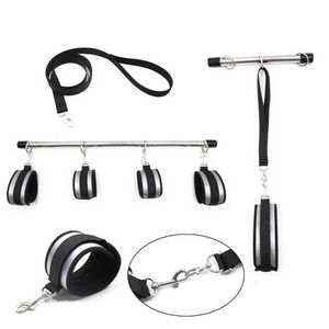 Itens de beleza Bdsm Bondage Set algemas sexy tornozelo punhos colar de aço inoxidável metal espalhador barra restrições brinquedos para casais jogos adultos