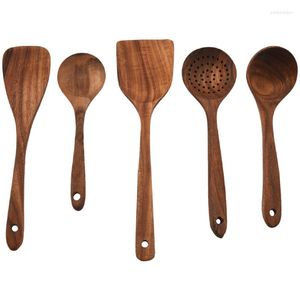 Dinnerware Define colheres de madeira para cozinhar utensílios de cozinha de madeira reutilizável de 5 peças