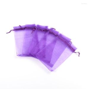 Jewelry Pouches 40/50Pcs 9x7cm Organza Gift Bags With Ribbon Drawstring Wedding Party Decor Favor Packaging 8 Colors