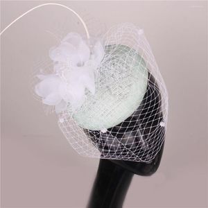 Headpieces Fin kvalitet Sinamay Wedding Headwer Women Church Race Fascinator Hattar Huvudband Net Blomma Hårtillbehör Cocktail Headpiece