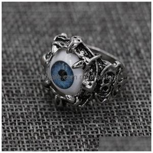 Band Rings New Men Punk Stainless Steel Biker Ring Dragon Claw Evil Eye Skl Devil Eyeball Jewelry Size 811 Drop Delivery Dh3Zs