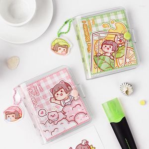 Śliczna Sakura Girl 3-Ring Loose Leaf Binder Mini Portable Journal 60 Insert Pages 4 Index Notebook Kawaii School Supplies
