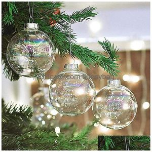 Juldekorationer 6 cm 8cm 10 cm dekoration bollar plast klar diy fyllbara struntsaker xmas träd hängande boll nyår dekor för hom dhxcl