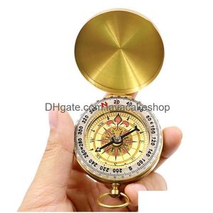 Party Favor Sublimation High Quality Cam Hiking Pocket Brass Golden Compass Portable Navigation For Outdoor Activities Drop Delivery Dhemt