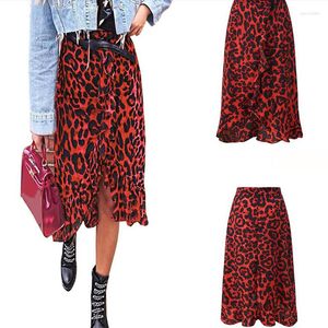 Röcke Sommer Sexy Frauen Lace Up Mode Hohe Taille Rüschen Lose Dünne Lange Wrap Rock Damen Leopard Strand Kleidung