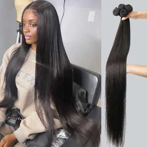 Hot Lace Wigs Human Hair Bundles Wave Brazilian Thick Weave Long 28 30 Inch 1 3 4 Black Tissage Straight 221216