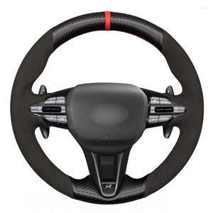 Coprivolante cucito a mano in pelle scamosciata nera PU copertura in fibra di carbonio per I30 N 2022-2022 Veloster