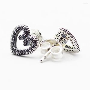 Studörhängen sterling-silver-jewelry hjärtvirvlar örhängen med tydliga CZ 925 silversmycken för kvinnor