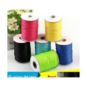 Kordon tel 20 renk 1mm 200yards/hacim mumlu pamuk kordonları balmumu mücevherleri yapmak Diy boncuk tel bileklik dikiş deri kolye dhb2o