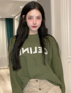 Designer Tide Green Chest Letter Laminated Print Short Sleeve High Street Loose Oversize Casual T-shirt Cashmere Knitting Cardigan Tops