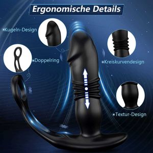 Skönhetsartiklar teleskopisk anal vibrator för man penis ring fördröjning ejakulation onanator sexiga leksaker män gay rumpa plug man prostata massager