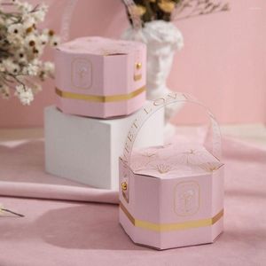 Present Wrap Fresh Portable Handbag Romantic Octagonal Holiday Wedding Favor Packaging Box Candy Boxes
