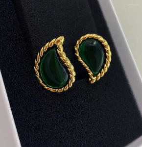 Bolzenohrringe Designer asymmetrisch smaragdgrünsropfen fortschrittlicher grünes Tränen -Vintage -Ohrring