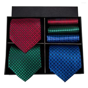 Bow Ties Hi-tie Fahion Style For Men Silk Hanky ​​Mankiety Set Box Gravatas Bussiness Party