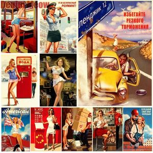 Pin Up Girl tablica vintage metalowa malarstwo seksowna dziewczyna dekoracyjna plakat ścienny do baru kawiarnia pub wystrój domu żelazne obrazy 20cmx30cm woo