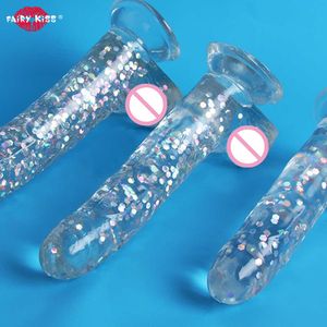Beauty Items Large Realistic Crystal Dildo Anal For Women Suction Cup Transparent Jelly Big Butt Plug Huge Penis Dildos Funny Adult sexy Toys