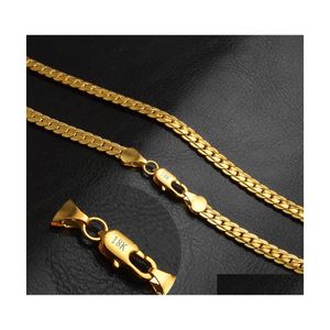 Catene 5Mm 18K placcato oro Mens Hiphop Collane a catena per le donne S Moda Hip Hop Accessori per gioielli Regalo per feste 1624 pollici Drop D Dh6Sc