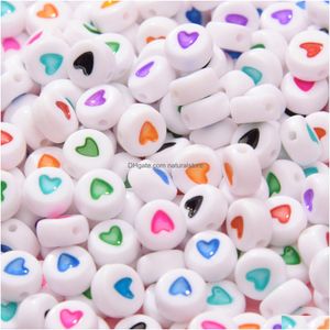 Acrylic Plastic Lucite 100Pcs/Lot Love Heart Diy Loose Bead For Jewelry Bracelets Necklace Making Accessiroes Crafts Polymer Clay Dh9Jl