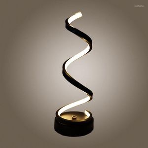 Table Lamps Modern LED Spiral Lamp Curved Desk Bedside Cool White Warm Dimmable Light For Living Room Bedroom Read