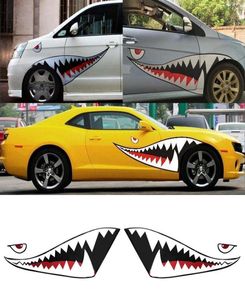 2PCSPAIR DIY Shark Mond Tandtanden PVC CAR -sticker koele stickers waterdichte auto -boot decoratiestickers3319330