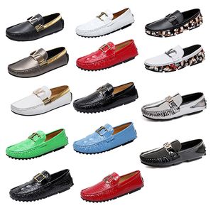 Luxury Metal buckle Genuine Leather Business Shoes Designer Crocodile pattern Black Red Men Women Loafers Moccasins Driving Shoe Casual Flat Mens Dress Shoes