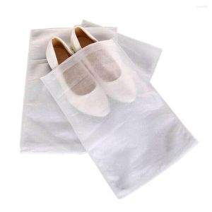 Förvaringslådor 10st/set Portable DrawString Shoes Clear Bag Dust Bags Non-Woven Travel Pouch Closet Organizer