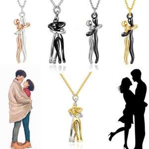 Couple Hugging Pendant Necklaces Lovers Together Forever Love Valentine's Day Necklace Charm Jewelry for Wife Girls Mum gifts