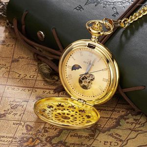 Pocket Watches Montre Homme Relogio OYW Mechanical Hand Wind Fob Watch Men Male Steampunk Full Steel Case