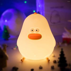 Night Lights Cute Chicken LED Light USB Rechargeable Nightlights Silicone Duck Lamp Children Kid Gift Bedroom Room Decoration