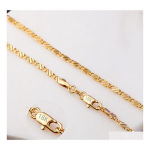 Ketten 2mm 18k Gold Halskette Mode Damen Choker Halsketten für Damen Luxusschmuck 16 18 20 22 24 26 28 30 Zoll Drop Lieferung P Dhji3