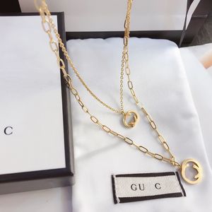 高級 18 k ゴールドメッキネックレスデザイナーレディースネックレスファッションジュエリーシニアサークル文字ネックレス絶妙なロングチェーンブランドアクセサリー愛好家へのギフト