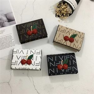 Fashion small purse women's short smalls cherry money clip personality print multi-card change clip